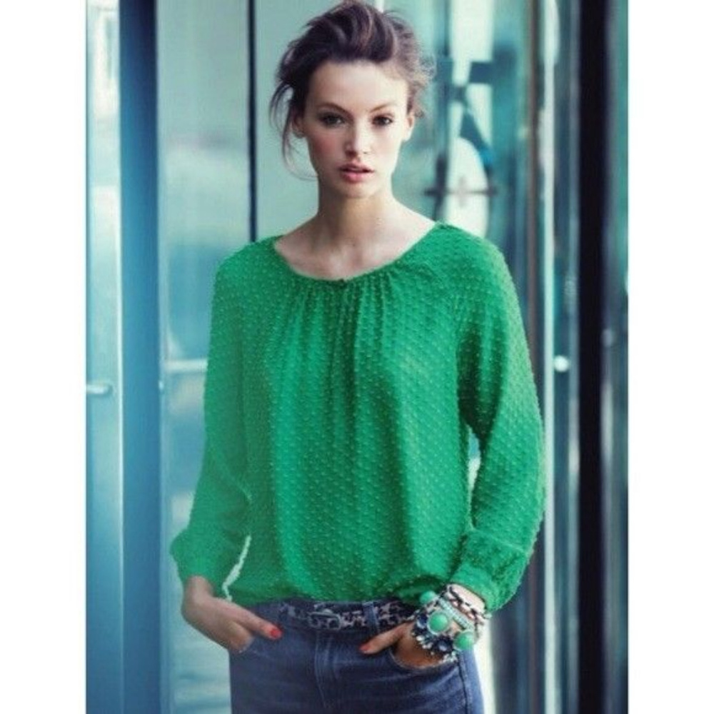 J CREW NWT NAVY Swiss Dot Keyhole Top Blouse XXS/XS NWT $75
